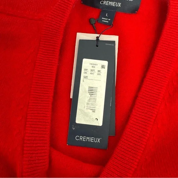 $200 Daniel Cremieux Men’s LLuxury 100% Cashmere V Neck Pullover Red Sweater